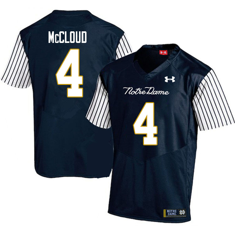 Men's NCAA Notre Dame Fighting Irish #4 Nick McCloud Stitched College Under Armour Authentic Navy Alternate Football Jersey OT10G21MM